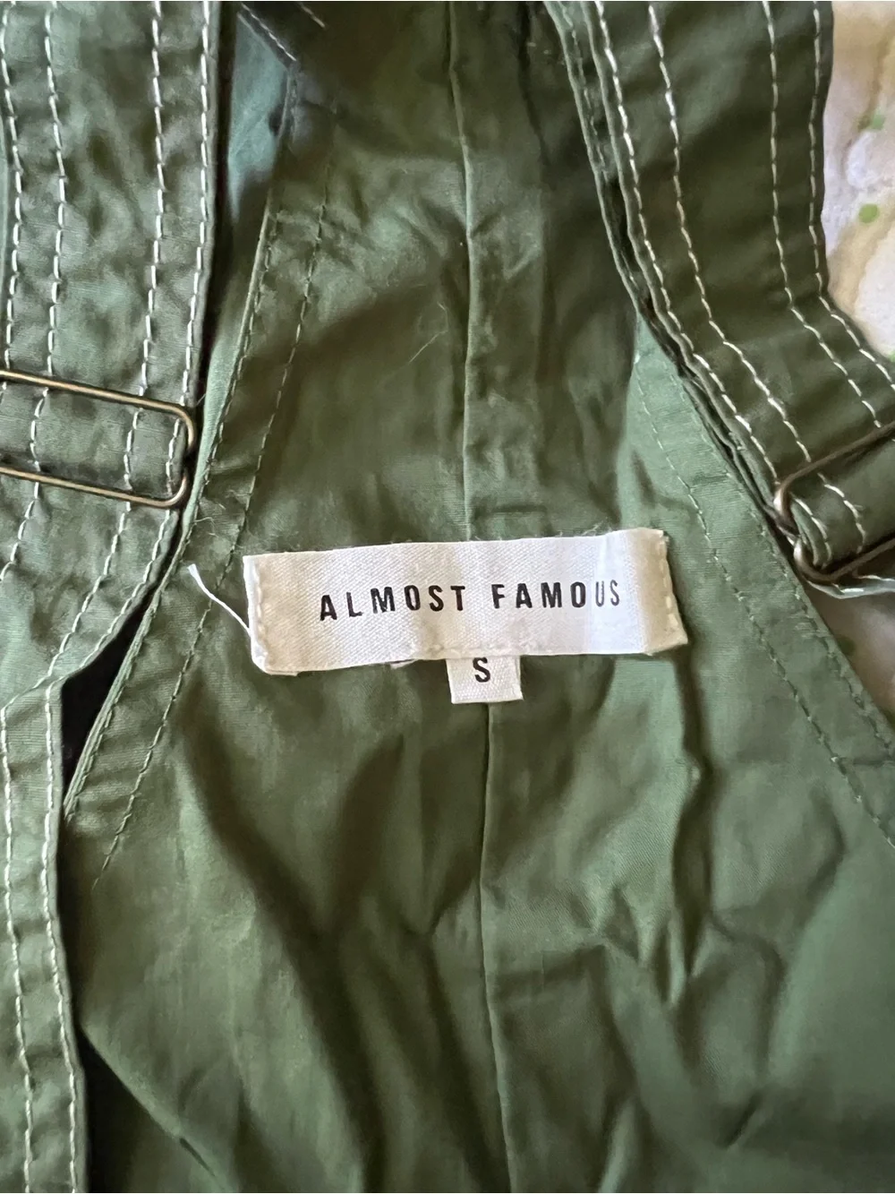 Almost Famous Olive Green Cargo Utility Jumpsuit - Picture 3 of 5
